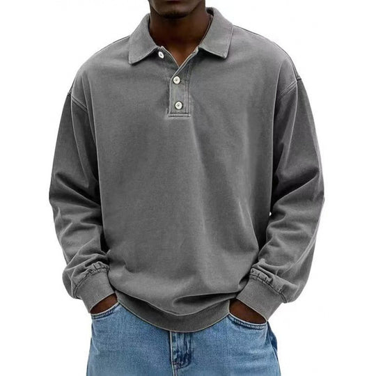 Herren Oversize Langarm Polo aus Baumwollmix EB