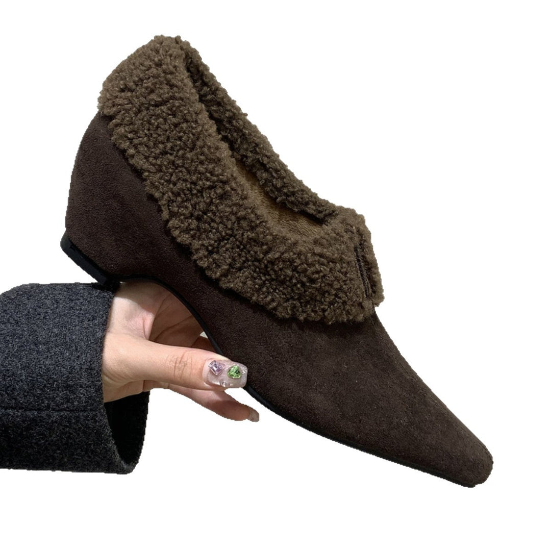 Damen Stiefeletten mit kuscheligem Kunstfellkragen und eleganter Form EB