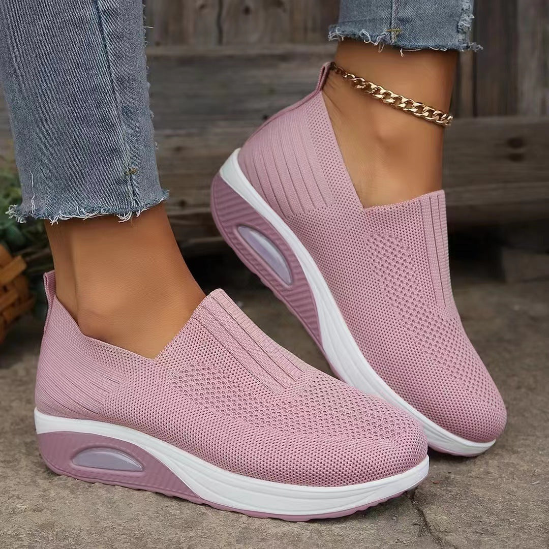 Damen atmungsaktive Slip-On Sneakers mit elastischem Obermaterial EB