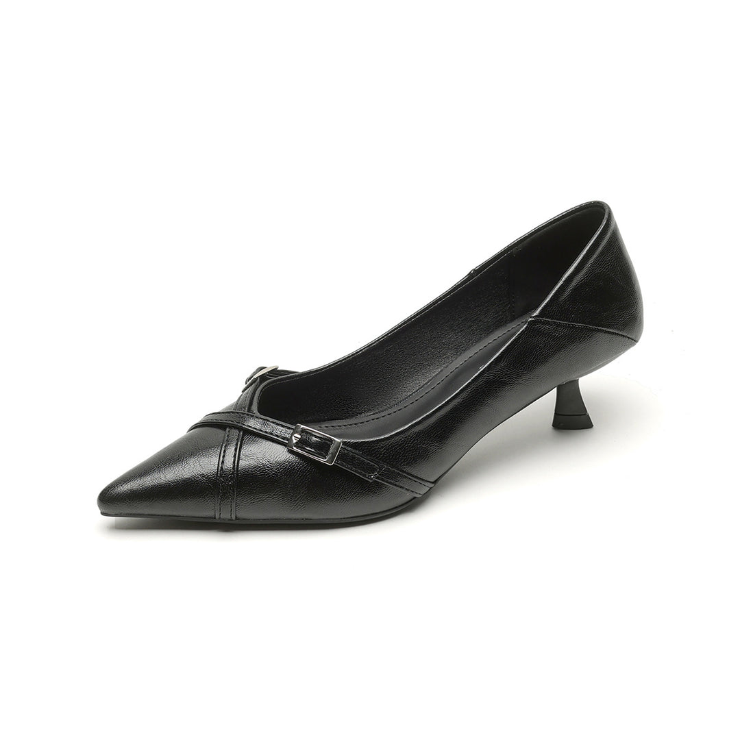 Damen schicke Pumps mit spitzem Zehenbereich und modischer Schnallenakzent EB