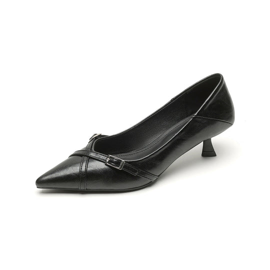 Damen schicke Pumps mit spitzem Zehenbereich und modischer Schnallenakzent EB