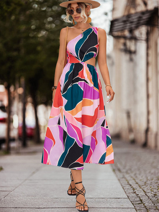Damen Sommerliches Blumenkleid mit voluminösen Rüschendetails und komfortablem Schnitt EB