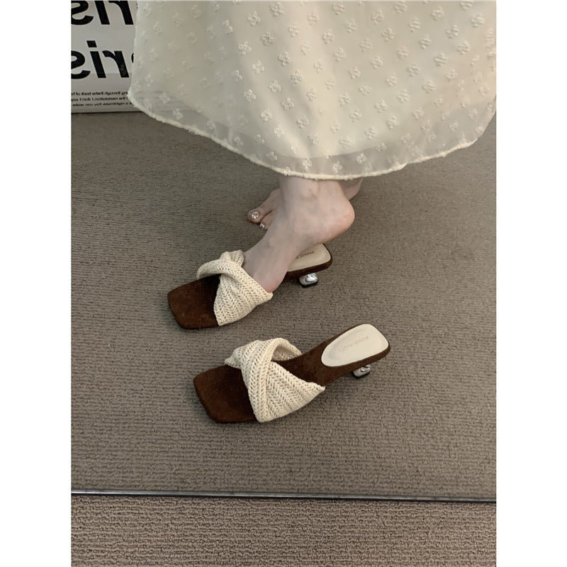 Damen bequeme Zehensandalen mit elegantem geflochtenem Design EB