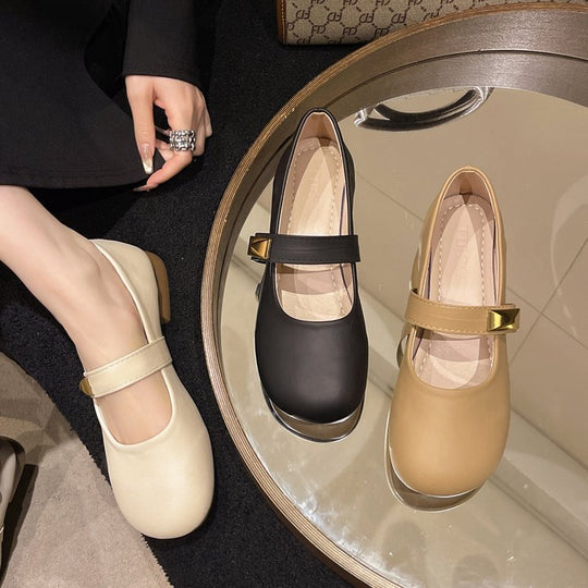 Damen elegante Ballerinas mit dekorativem Riemen EB