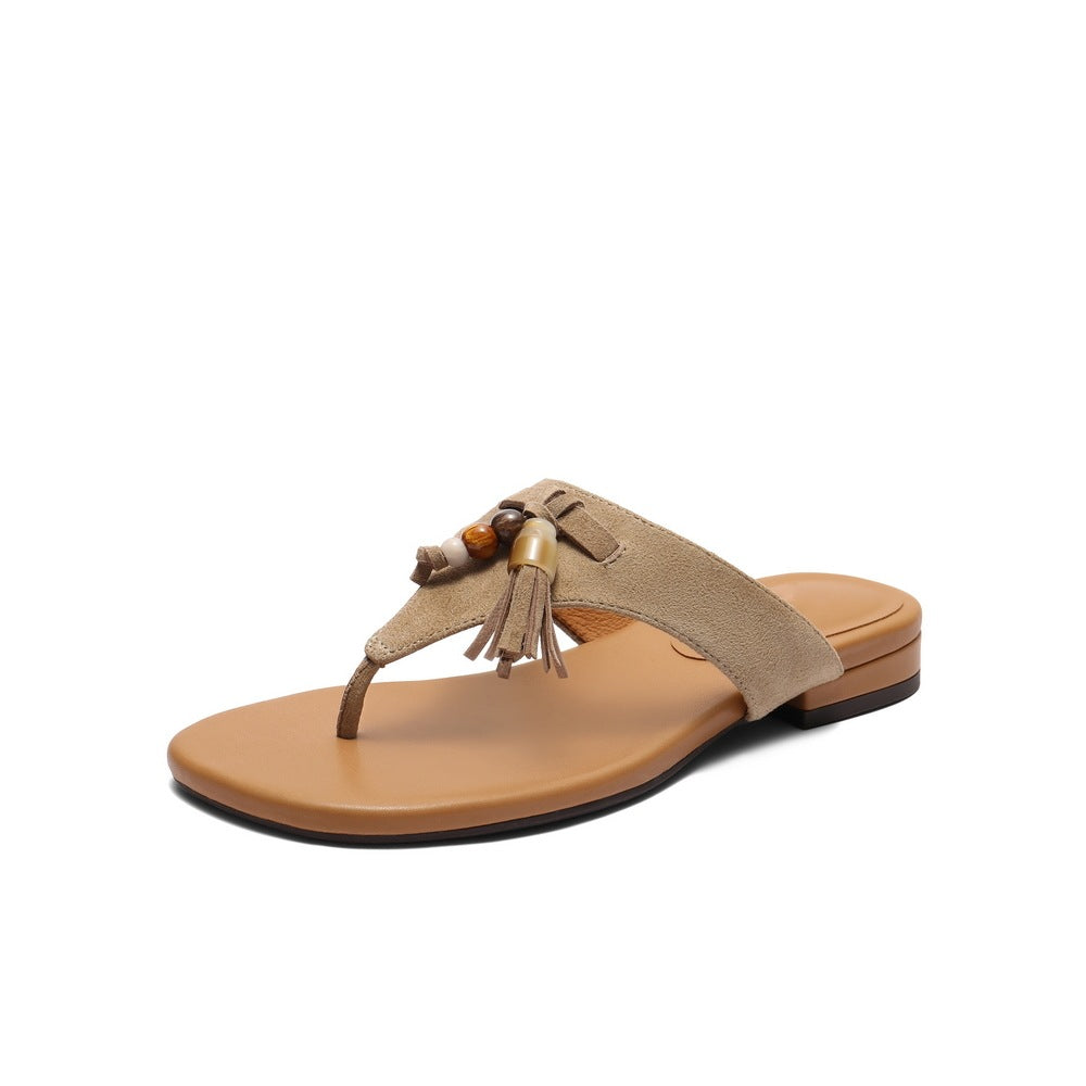 Damen Zehentrenner-Sandalen mit modischem Quastendetail und eleganter Riemenfront EB