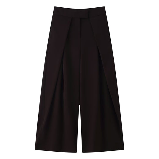 Damen weit geschnittene Culotte-Hose mit eleganten Falten und hohem Bund EB