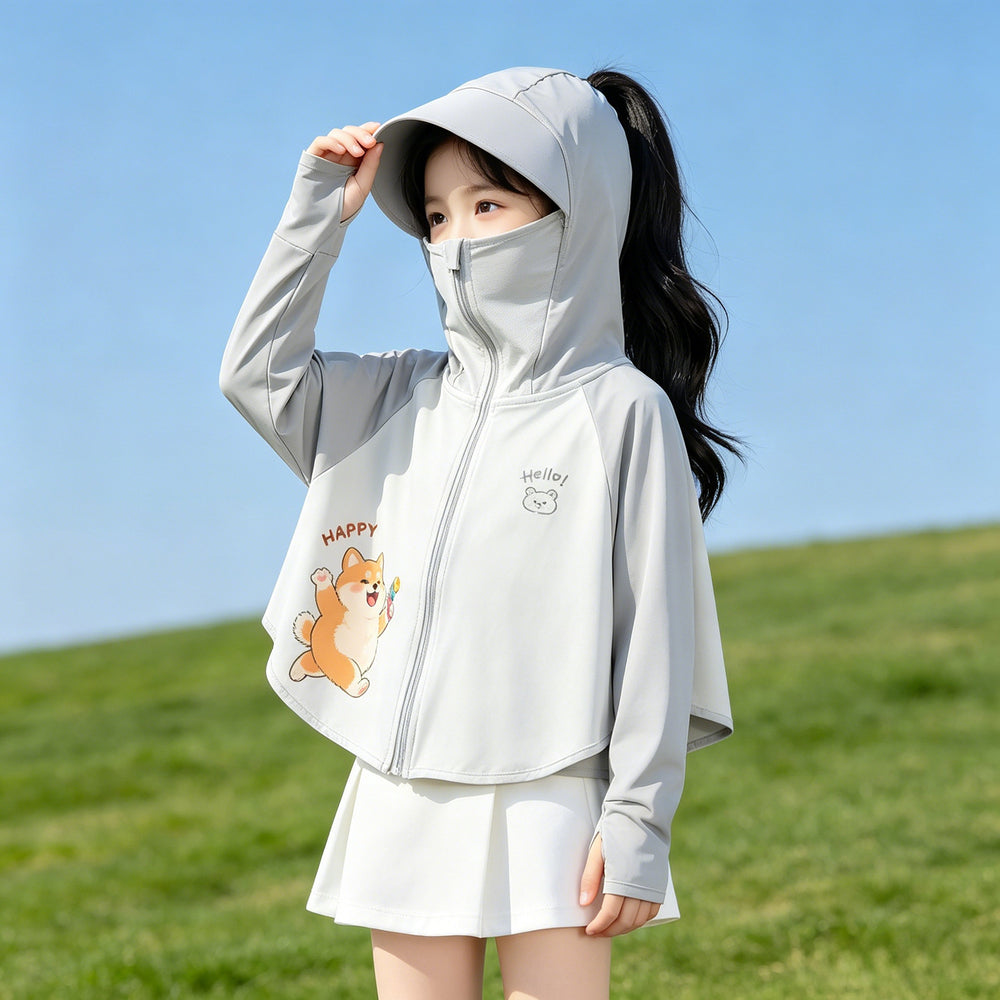 Kinder Sonnenschutzjacke mit Kapuze und atmungsaktivem Stoff EB