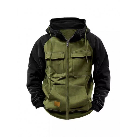 Herren Kapuzenjacke mit Cargo-Taschen und durchgehendem Reißverschluss EB