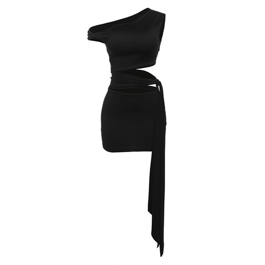 Damen Minikleid mit asymmetrischem Schnitt und tailliertem Design EB