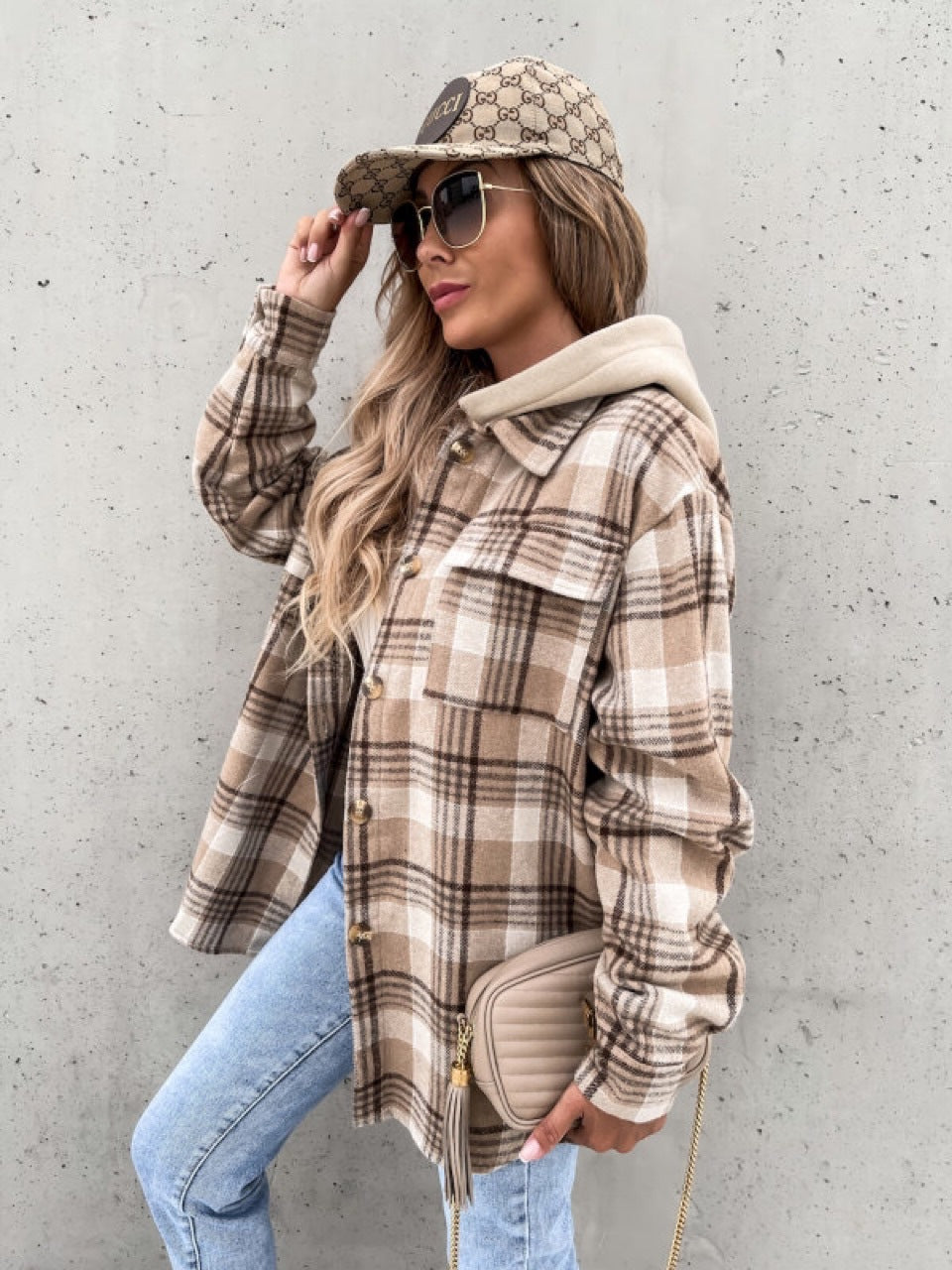 Damen Flanellhemdjacke im Karomuster mit praktischen Taschen und weichem Innenfutter EB