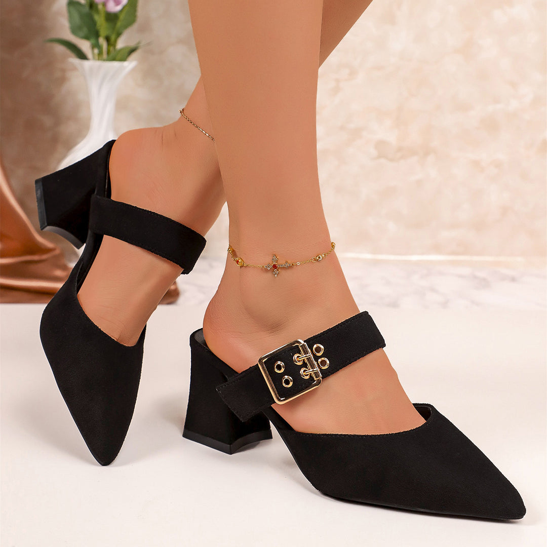 Damen elegante Slipper mit modischem Blockabsatz EB