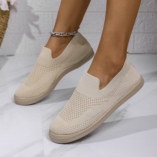Damen Slip-On Sneakers mit atmungsaktivem Strickoberteil und flexiblem Sohlenprofil EB