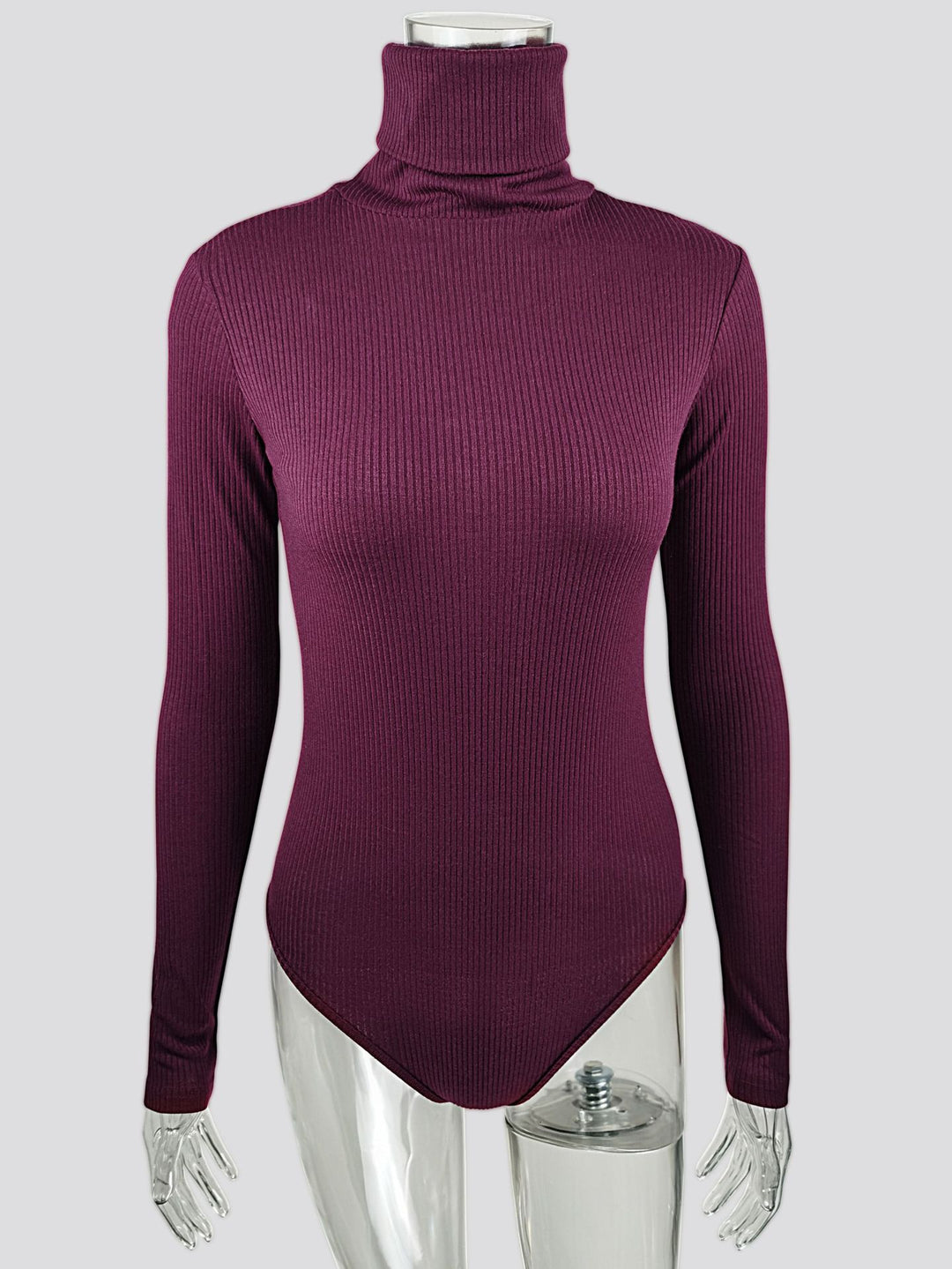 Damen Figurbetontes Langarmbody mit hohem Kragen EB