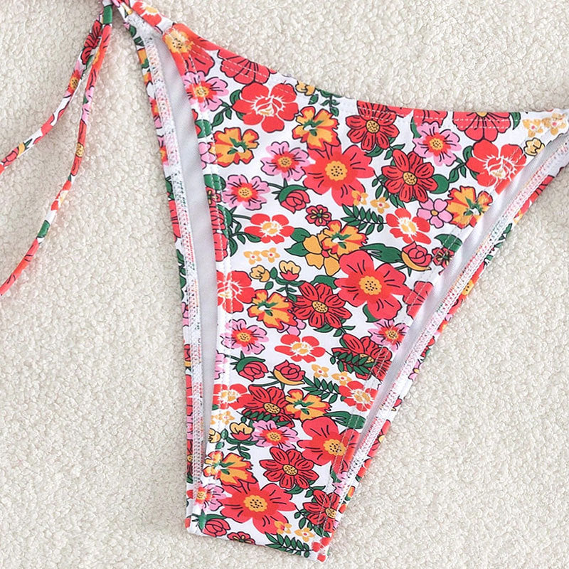 Damen Bikini-Set mit floralem Design und modischem Ringverschluss EB