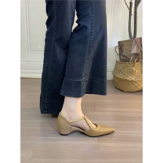 Damen elegante spitze Mary Jane Schuhe mit Riemen EB