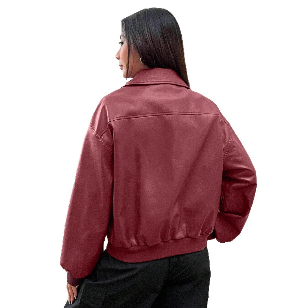 Damen Trendige Oversize-Jacke mit voluminösen Ärmeln und Reißverschluss EB
