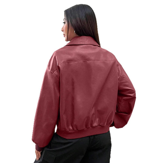 Damen Trendige Oversize-Jacke mit voluminösen Ärmeln und Reißverschluss EB