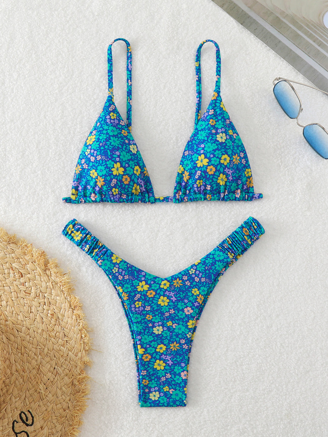 Damen Triangel-Bikini mit floralen Mustern EB