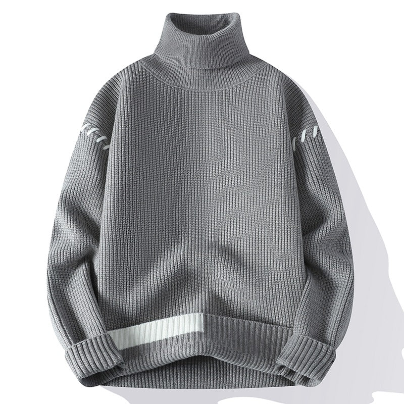 Damen Grober Rollkragenpullover mit dekorativen Ärmeldetails EB