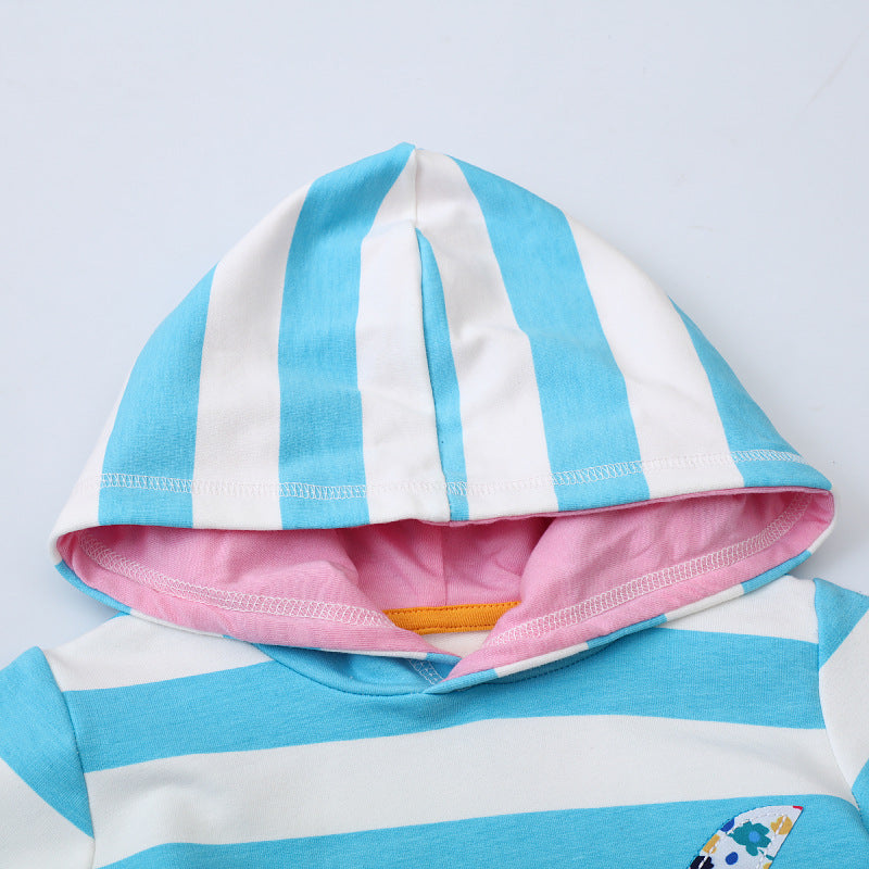 Mädchen Kapuzenkleid mit buntem Delfin-Motiv EB