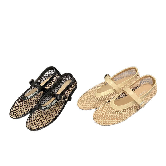 Damen Slingback-Ballerinas aus atmungsaktivem Netzmaterial mit eleganten Riemen EB