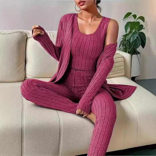 Damen komfortables Strick-Loungewear Set EB