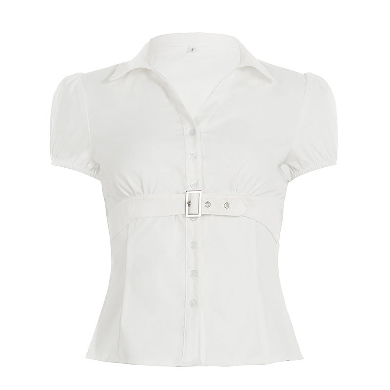 Damenbluse mit tailliertem Schnitt und eleganter Gürtelakzent EB