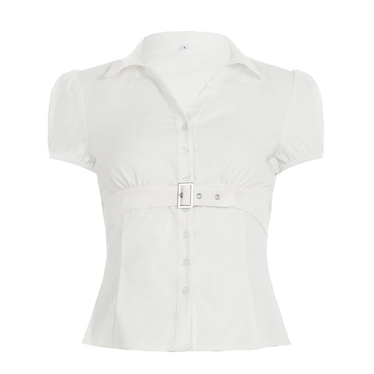 Damenbluse mit tailliertem Schnitt und eleganter Gürtelakzent EB