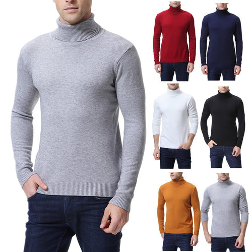 Herren nan schlanker Feinstrick-Rollkragenpullover aus Merino-Baumwollmix mit Rippenbündchen EB