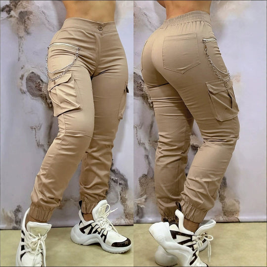 Damen Cargo-Jogginghose mit seitlichen Taschen und modischen Akzenten EB