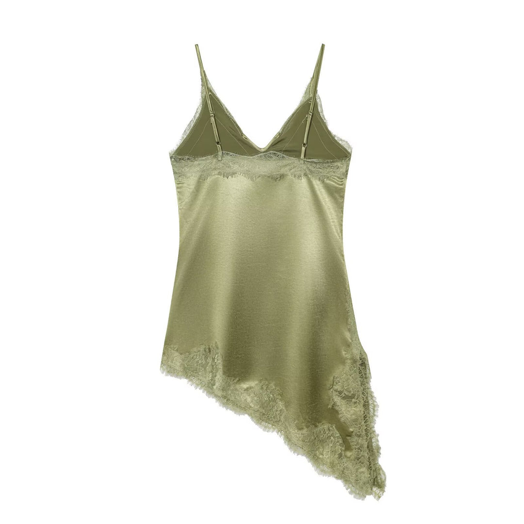 Damen Spitzen-Top mit asymmetrischem Saum und verstellbaren Trägern EB