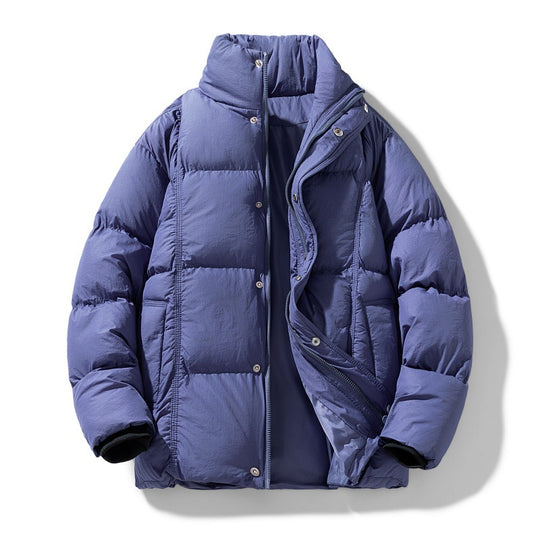 Herren gesteppte Thermoisolierte Winterjacke mit hohem Stehkragen und verdeckter Druckknopfleiste EB