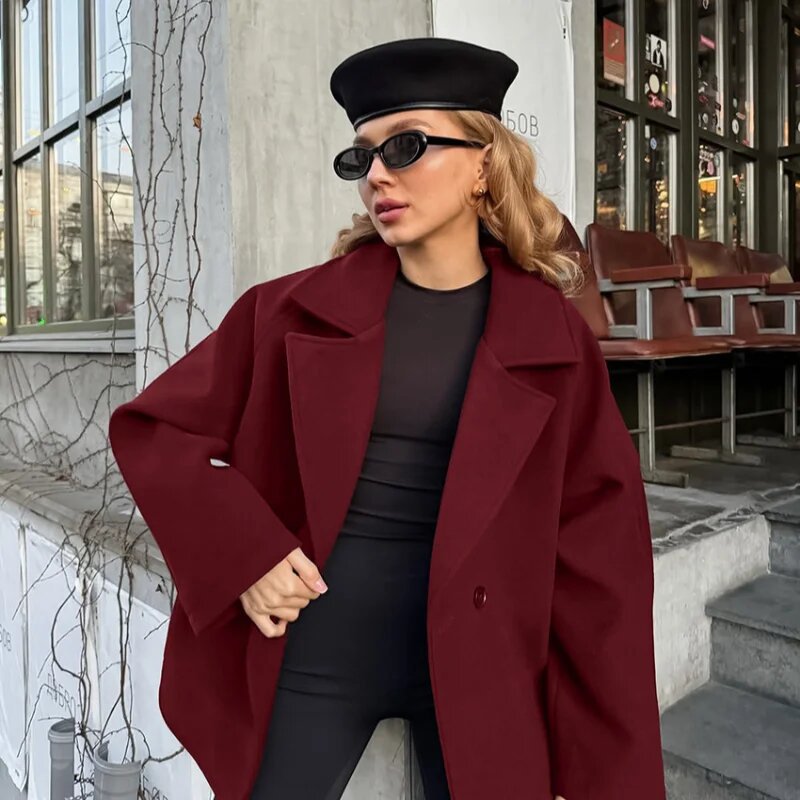 Damen Modische Wickeljacke aus hochwertigem Material mit taillierbarem Gürtel EB