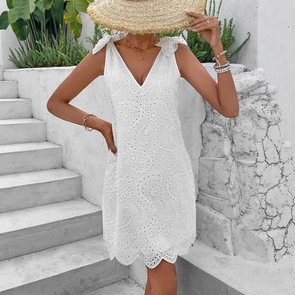 Damen Sommerliches Kleid mit verspieltem Cut-Out und Schleifendetails EB