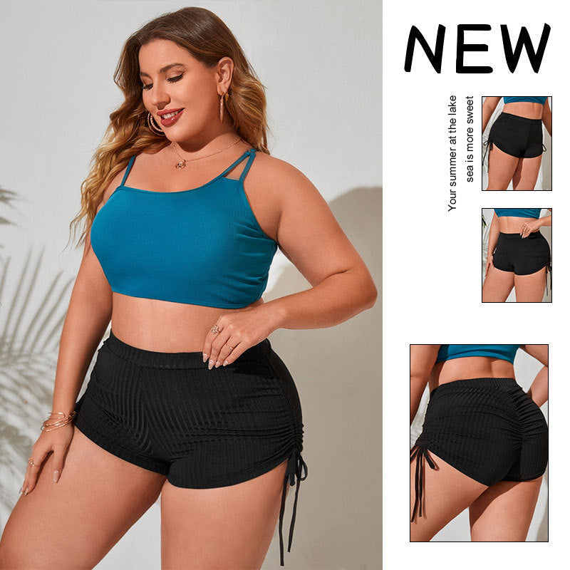 Damen Hochtaillierte Badeshorts mit Raffung EB