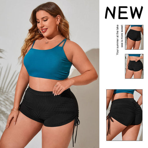Damen Hochtaillierte Badeshorts mit Raffung EB