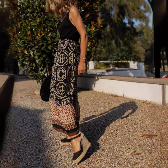 Damen Maxirock mit floralem Design und voluminösem Saum EB