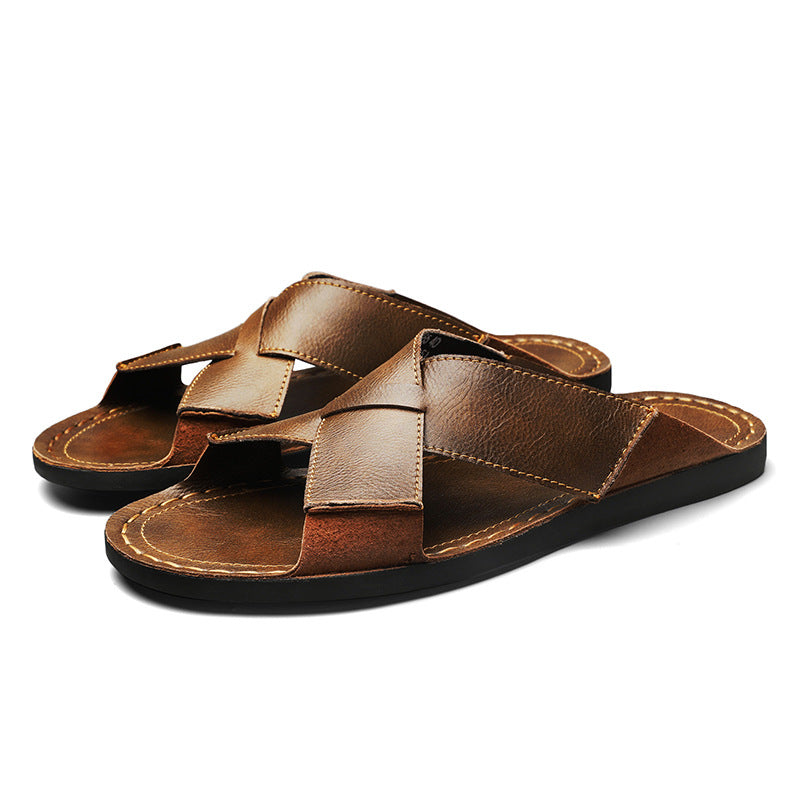 Herren Elegante und bequeme Leder-Sandalen mit verstellbarem Riemensystem EB