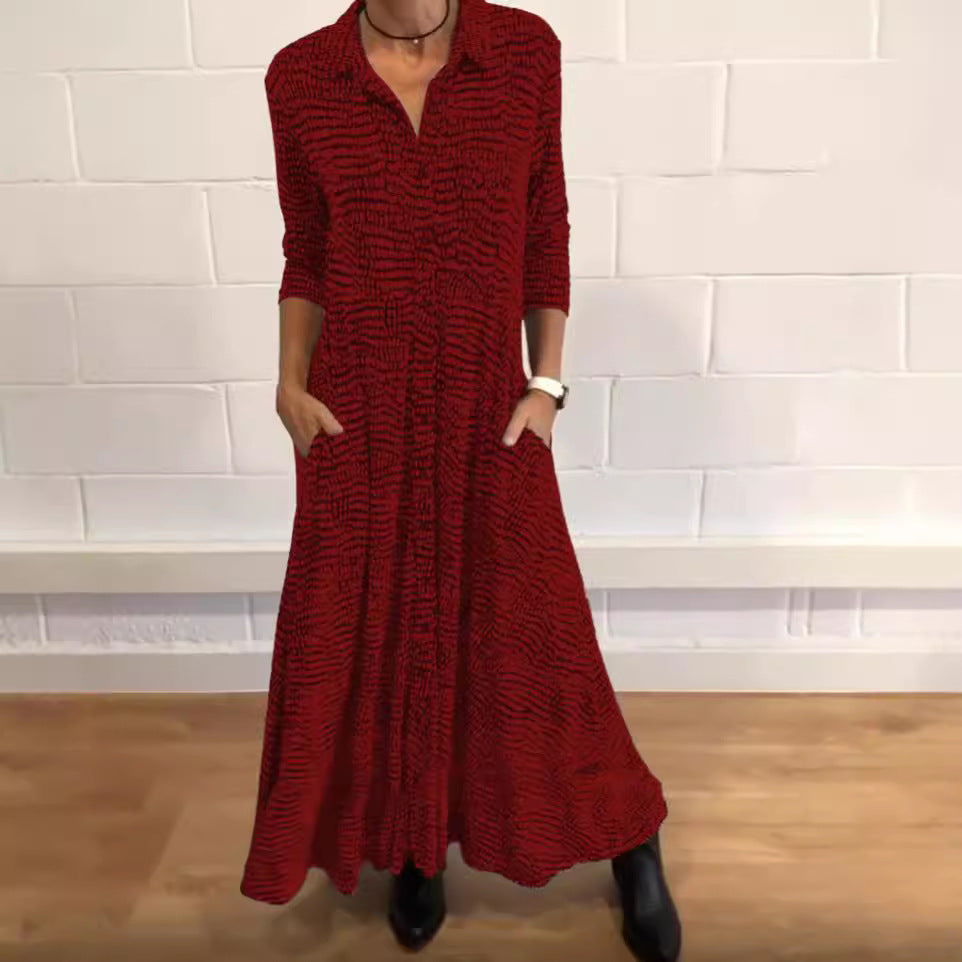 Damen Hemdblusenkleid mit voluminösem Rock und praktischen Taschen Heidi-Mode