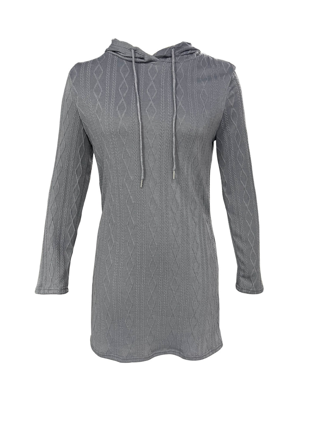 Damen Kapuzenkleid mit strukturiertem Strickmuster und lässigem Schnitt EB