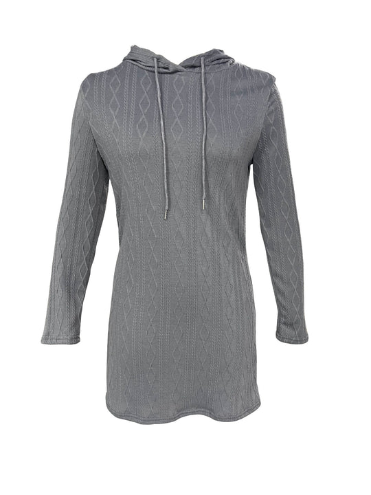 Damen Kapuzenkleid mit strukturiertem Strickmuster und lässigem Schnitt EB