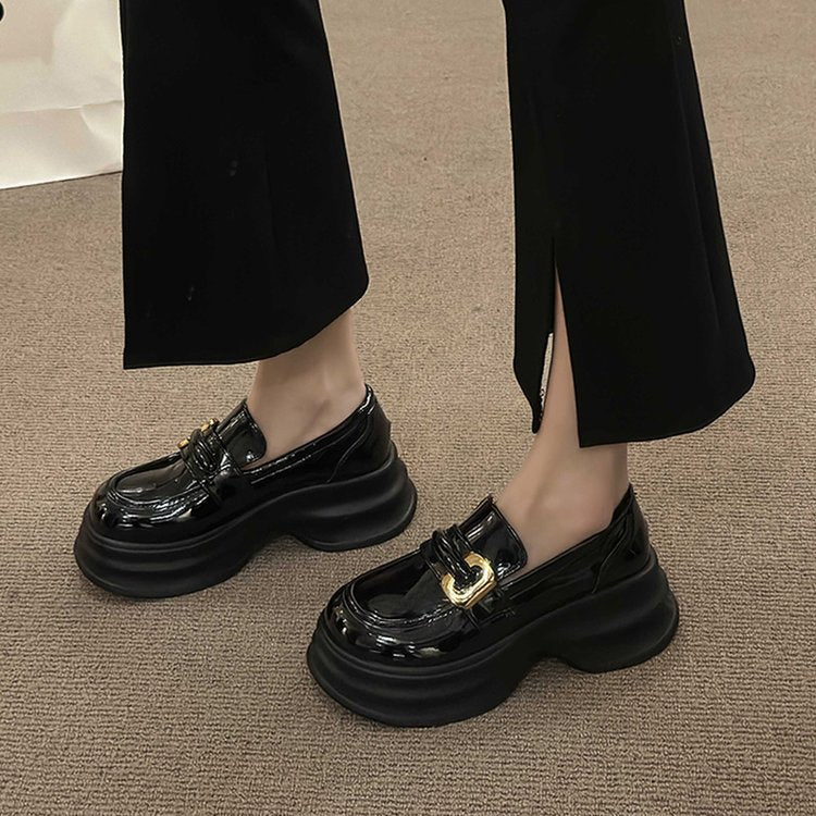 Damen modische Loafers mit dekorativer Schnalle und voluminöser Sohle EB