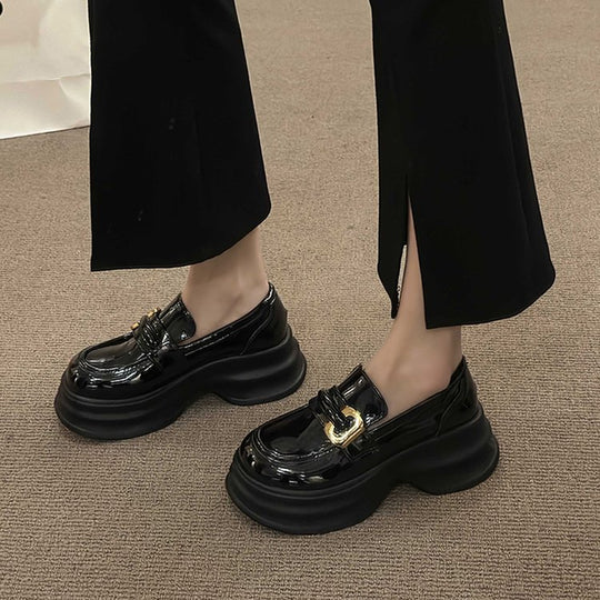 Damen modische Loafers mit dekorativer Schnalle und voluminöser Sohle EB