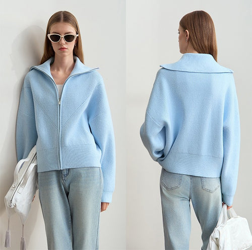 Damen Kapuzenpullover mit Reißverschluss und lässigem Schnitt EB