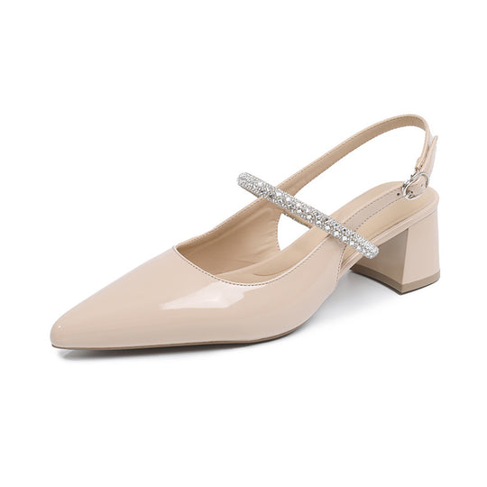 Damen Slingback-Pumps mit eleganter Strass-Applikation und komfortablem Blockabsatz EB