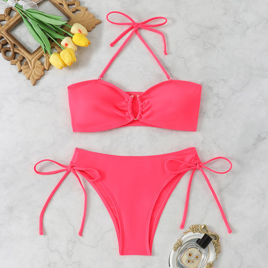 Damen Bandeau-Bikini mit verspielten Schleifen EB