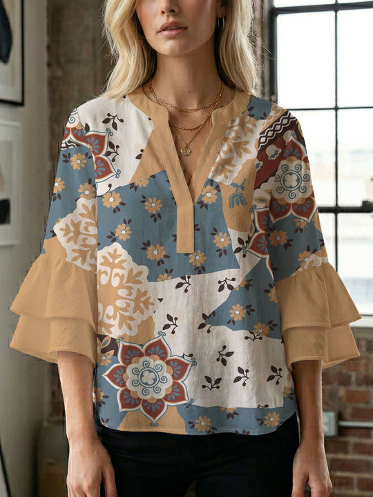 Damen Bluse mit wunderschönen floralem Design EB