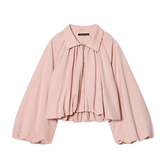 Damen modische Blousonjacke mit voluminösen Ärmeln und Reißverschluss EB