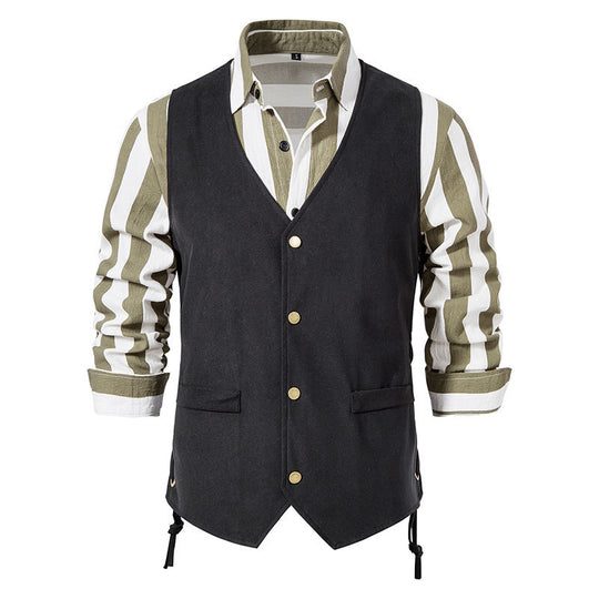 Herren elegante Weste mit feinem Stoff und praktischen Taschen EB