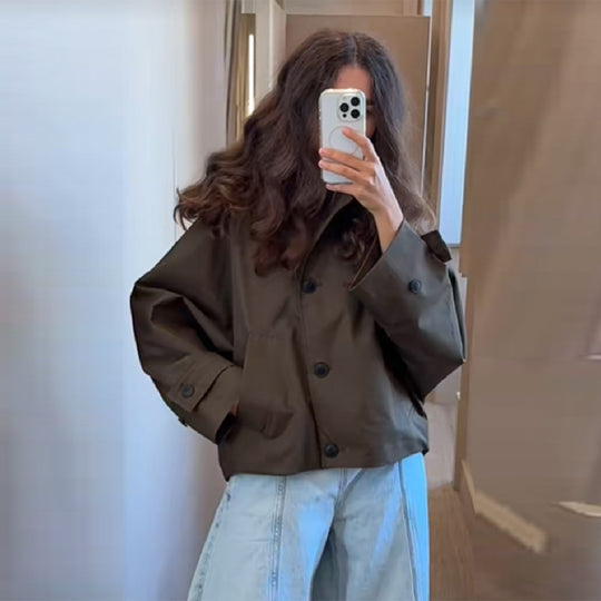 Damen Kurzjacke mit lässigem Schnitt und Knopfleiste EB